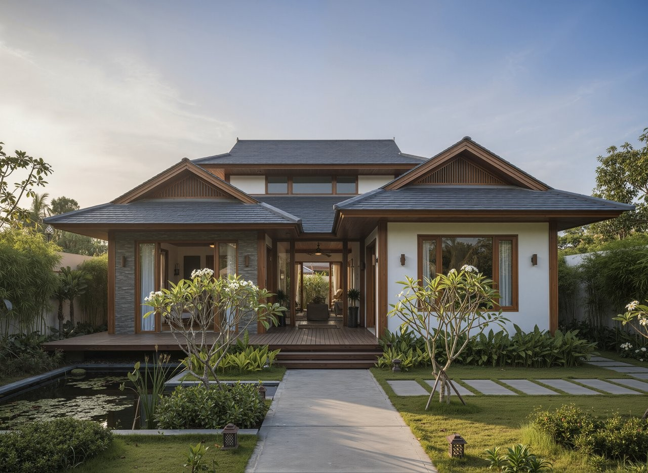 A serene living experience in a 500m2 Japanese-roof garden villa with a magnificent landscape. (Source: Internet)