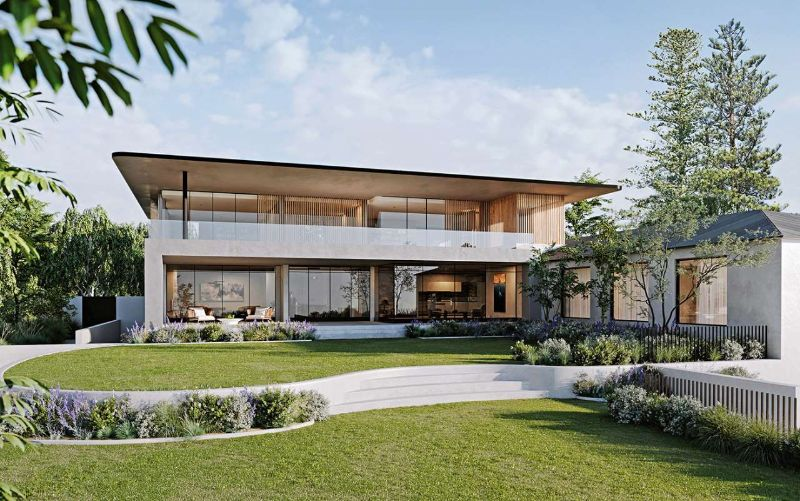 The luxurious, stately beauty of a 500m2 flat-roof garden villa with an airy green space. (Source: Internet)