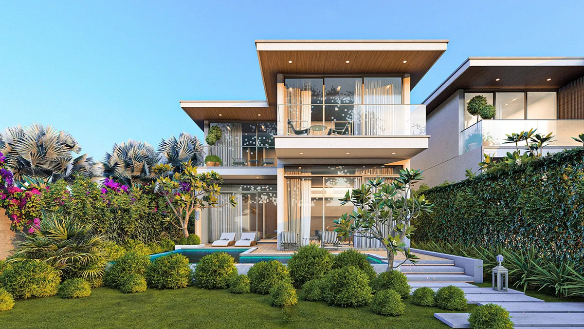 The modern beauty blending with nature of a 500m2 two-story garden villa with a spacious balcony. (Source: Internet)