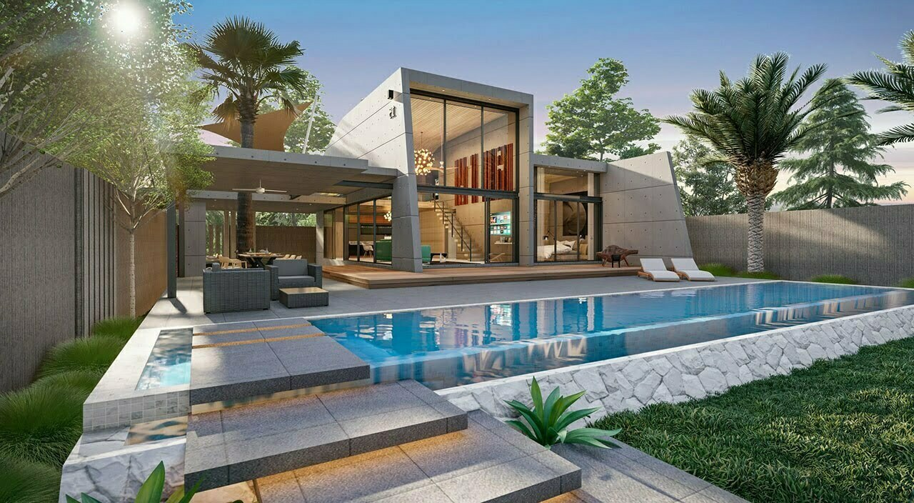 Modern architectural artistry blending with nature in a luxurious 500m2 flat-roof garden villa. (Source: Internet)