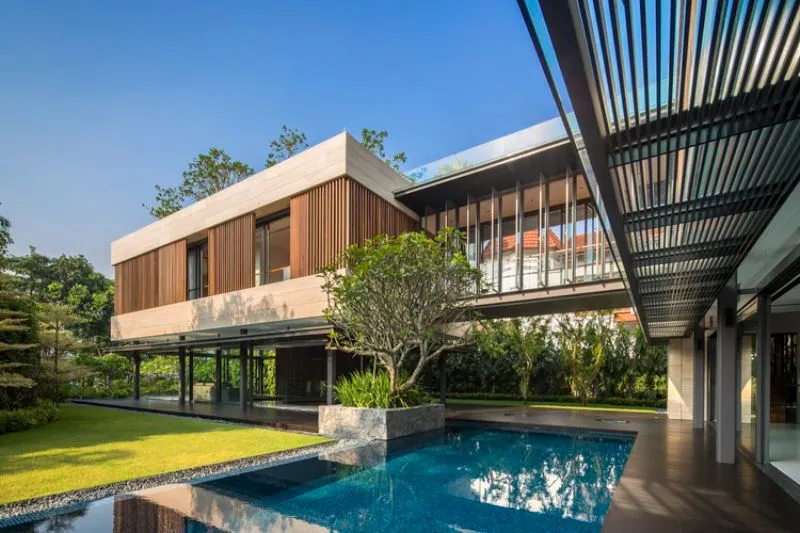 An upper-class living experience at a 500m2 flat-roof garden villa with a very impressive design. (Source: Internet)