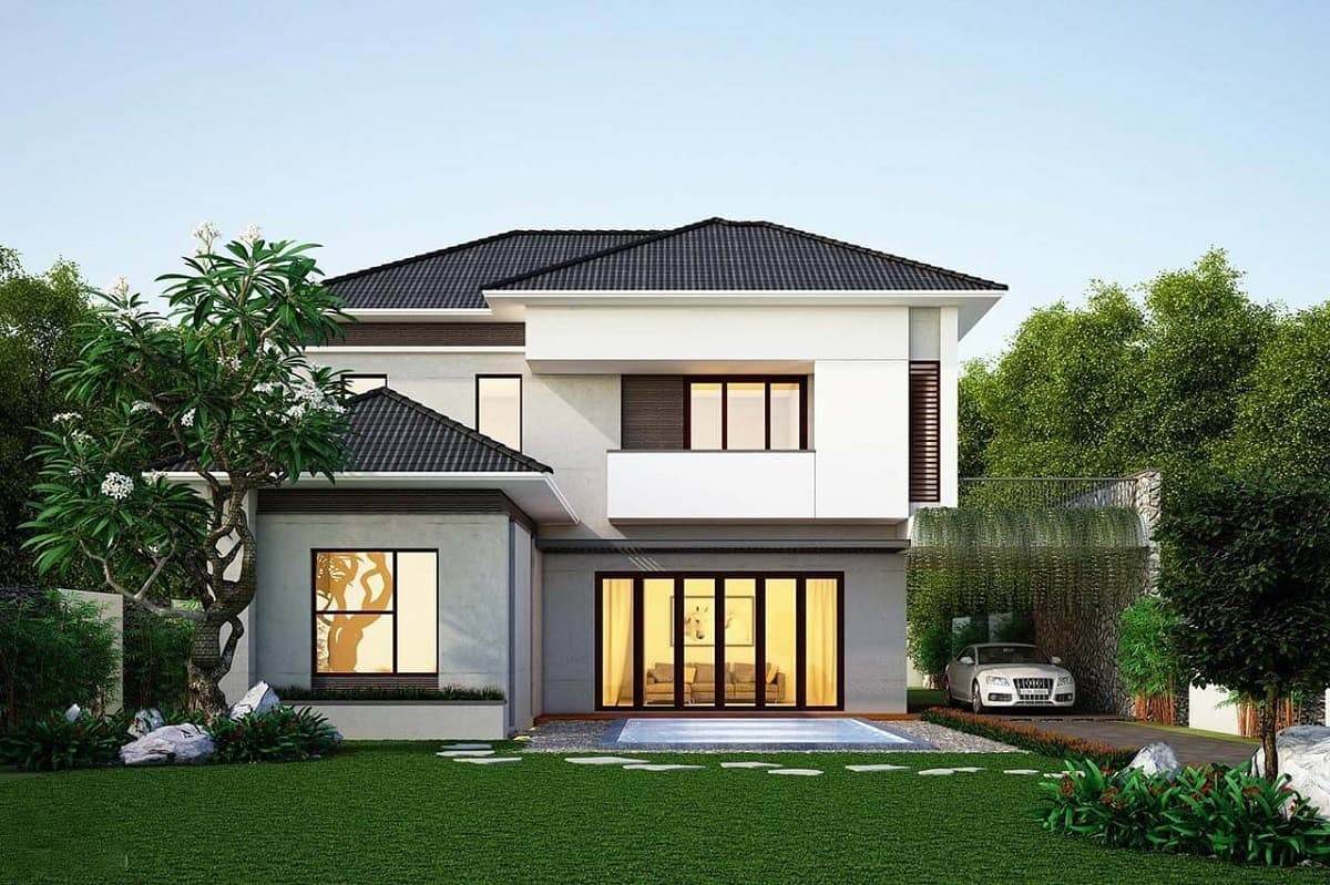 A serene living experience in a 500m2 Thai-roof garden villa with refined architecture. (Source: Internet)