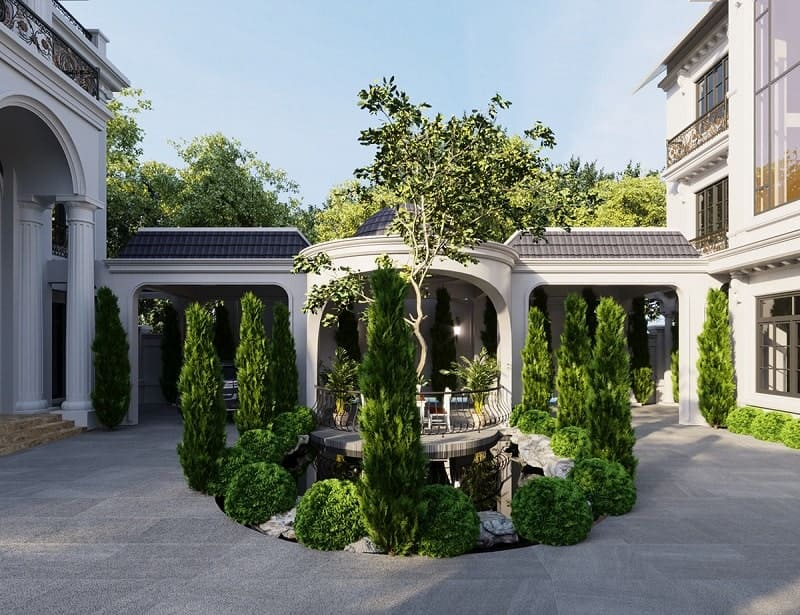 Peak landscape planning artistry brings class to a 500m2 Neoclassical-style garden villa. (Source: Internet)