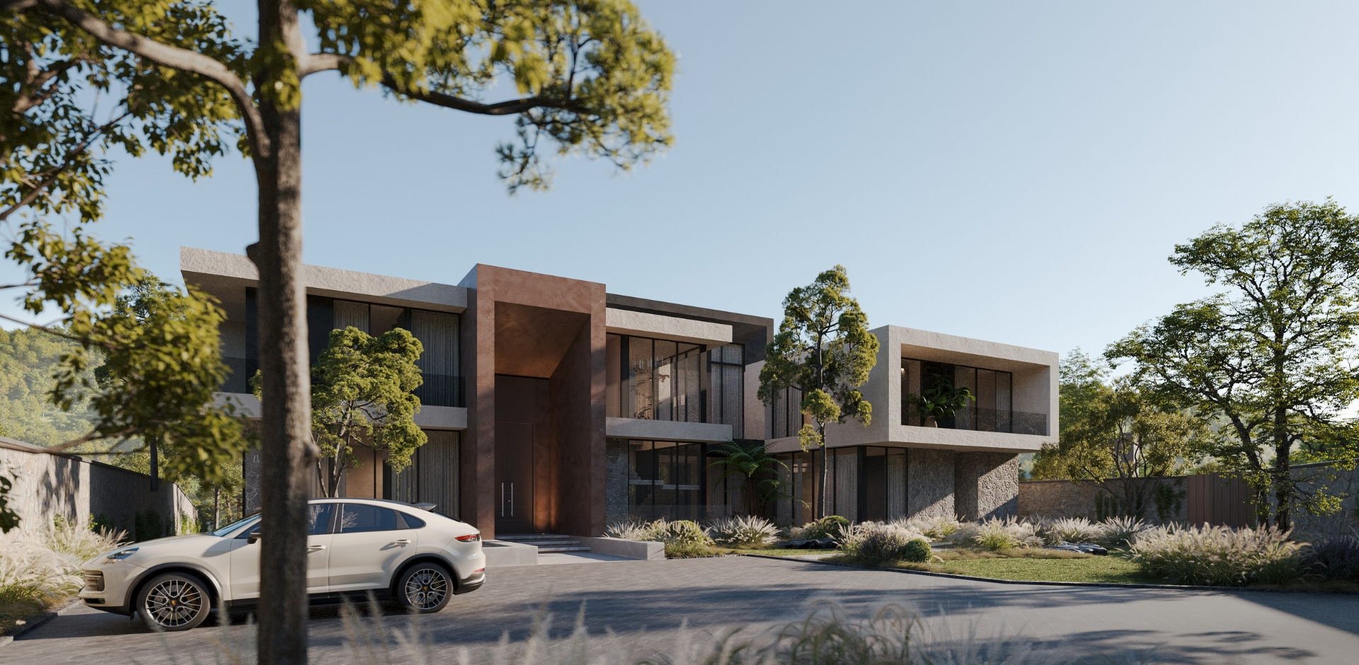 Elevate the estate's class through the art of outdoor amenity planning that strictly follows the golden ratio