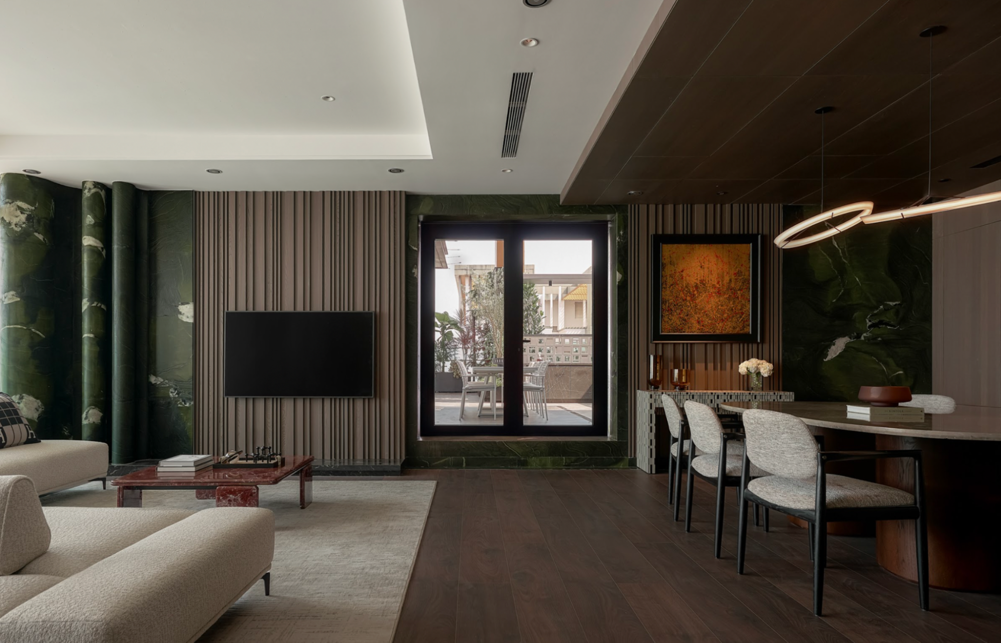 The open living space at Lancaster Eden – The interplay of architecture, natural light, and landscape.