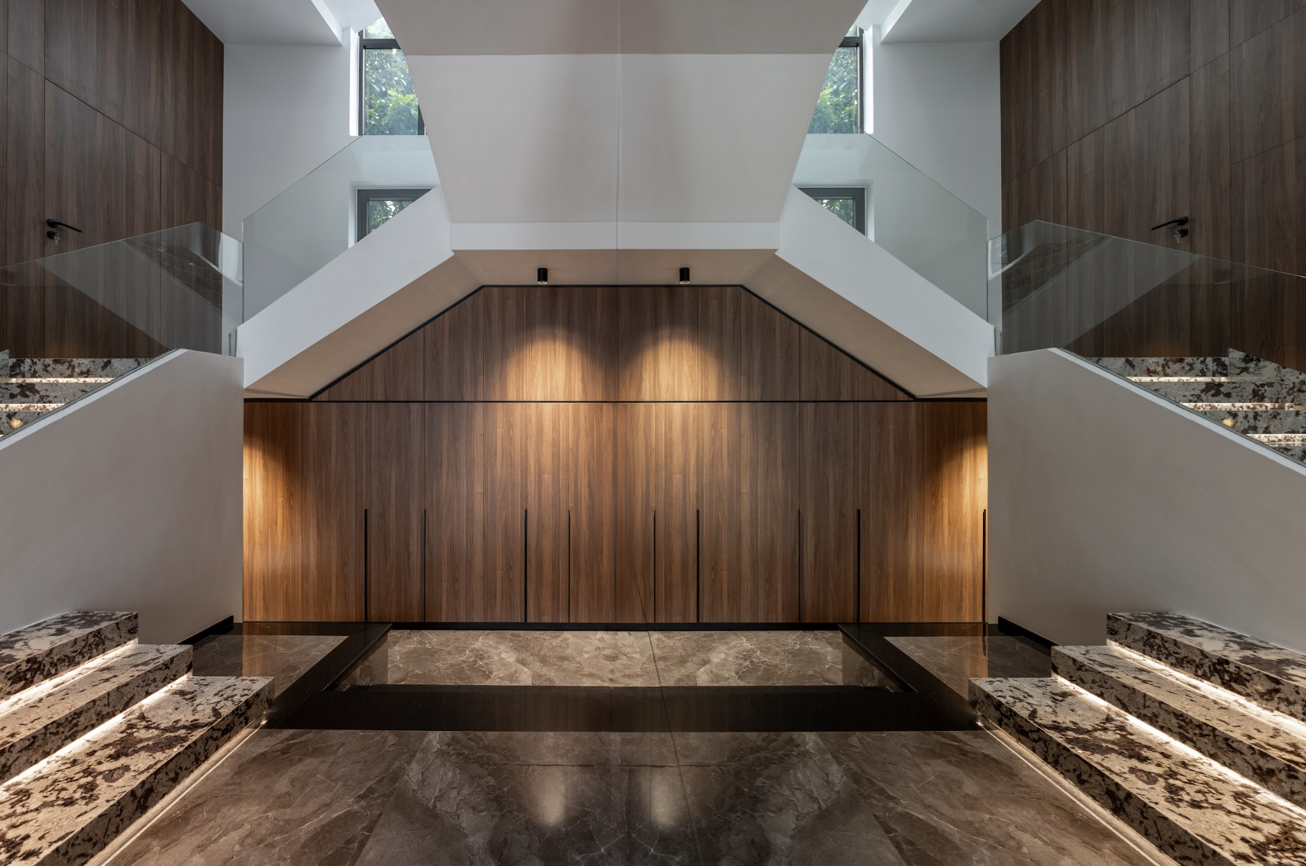 The shared area in the Phu Gia District 7 villa with decorative lighting and a harmonious layout for family activity.