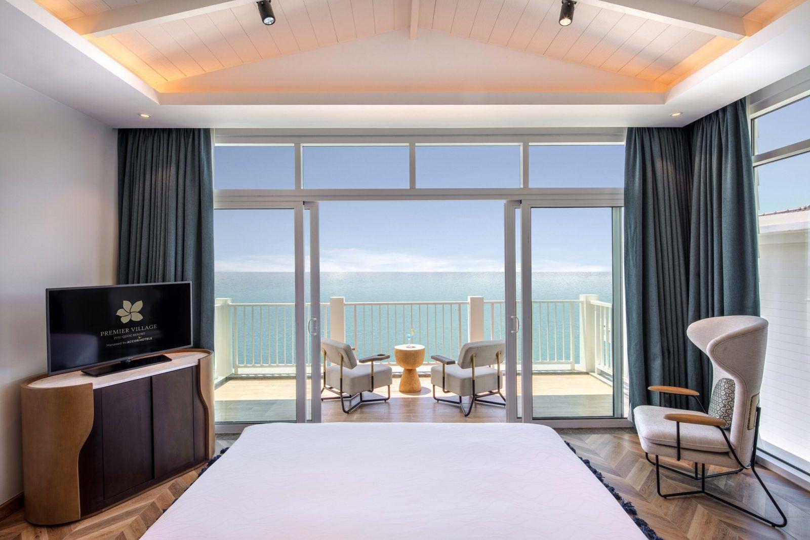 The overall beach villa architecture harmonizes with the natural landscape, bringing a private resort feel