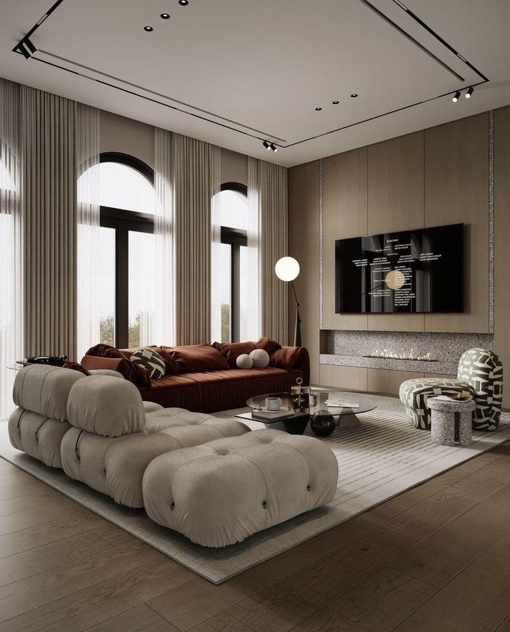 Phong cách Modern Luxury mang vẻ đẹp xa xỉ thầm lặng với các hình khối bề thế và vật liệu đắt giá.