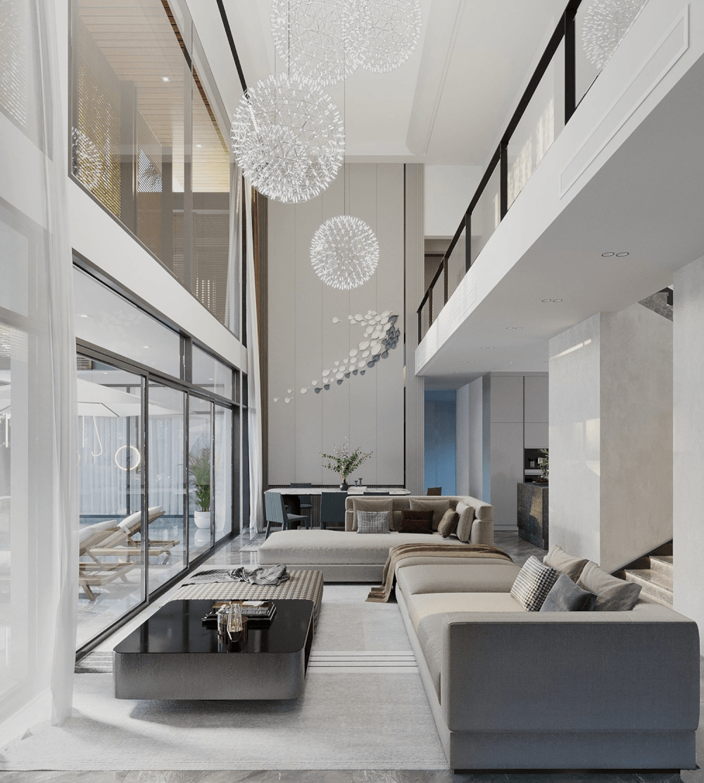 Minimalism đề cao sự tinh gọn, tạo mặt tiền thông tầng thanh lịch với vẻ đẹp lâu dài