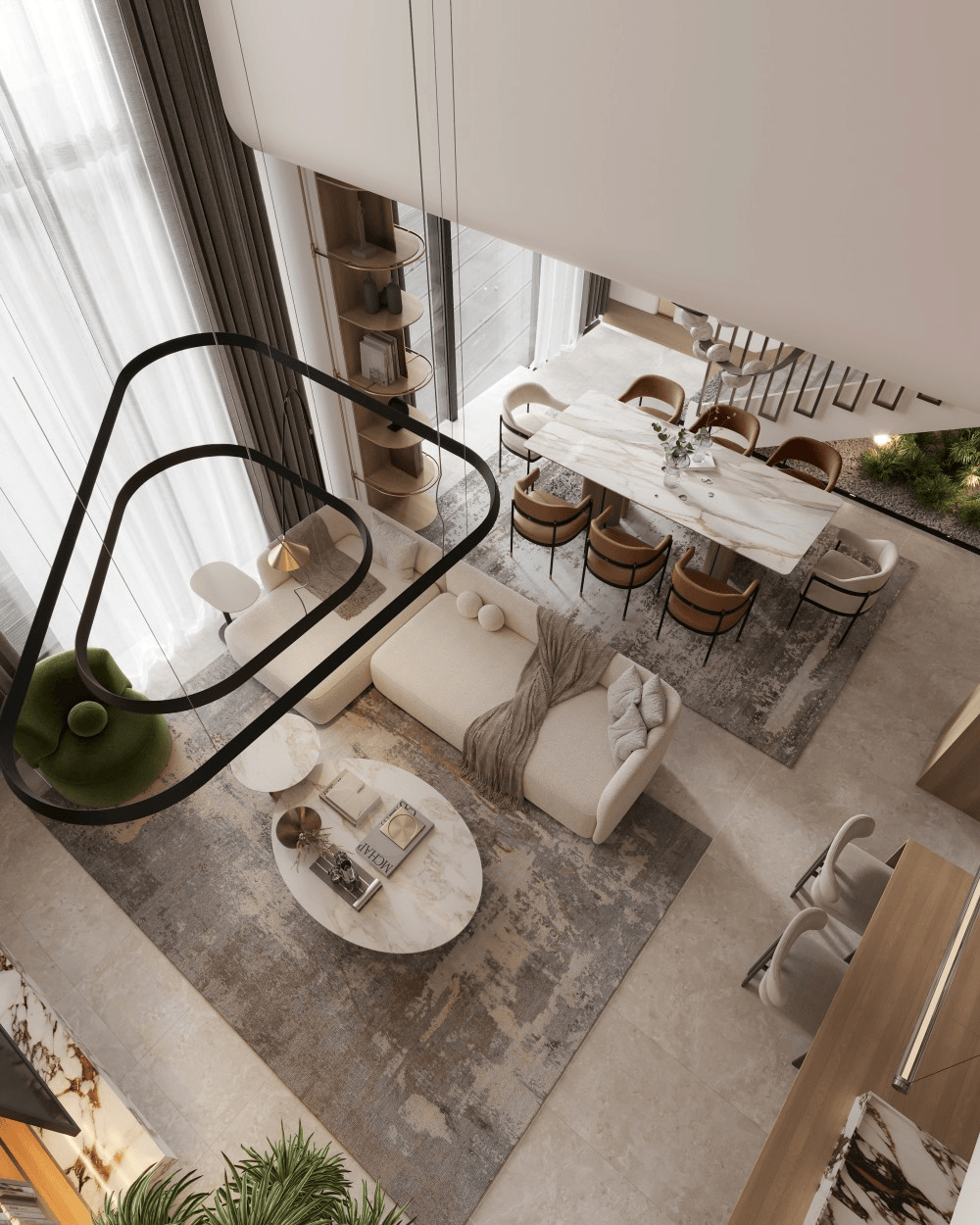 Thông tầng giúp biệt thự trở nên bề thế, sang trọng và kết nối hài hòa giữa kiến trúc với cảnh quan