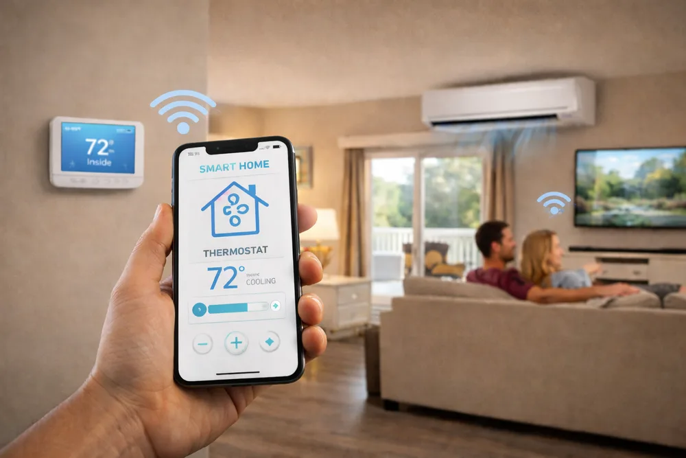Hệ thống HVAC thông minh điều khiển từ xa tự động cân bằng nhiệt độ chất lượng không khí và độ ẩm