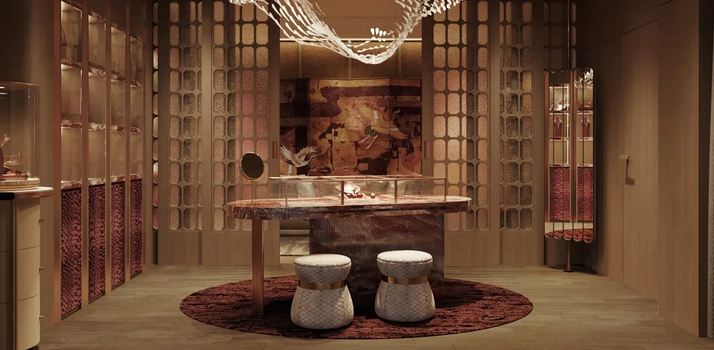 Không gian Art Deco nổi bật với đường nét hình học và vẻ đẹp sang trọng