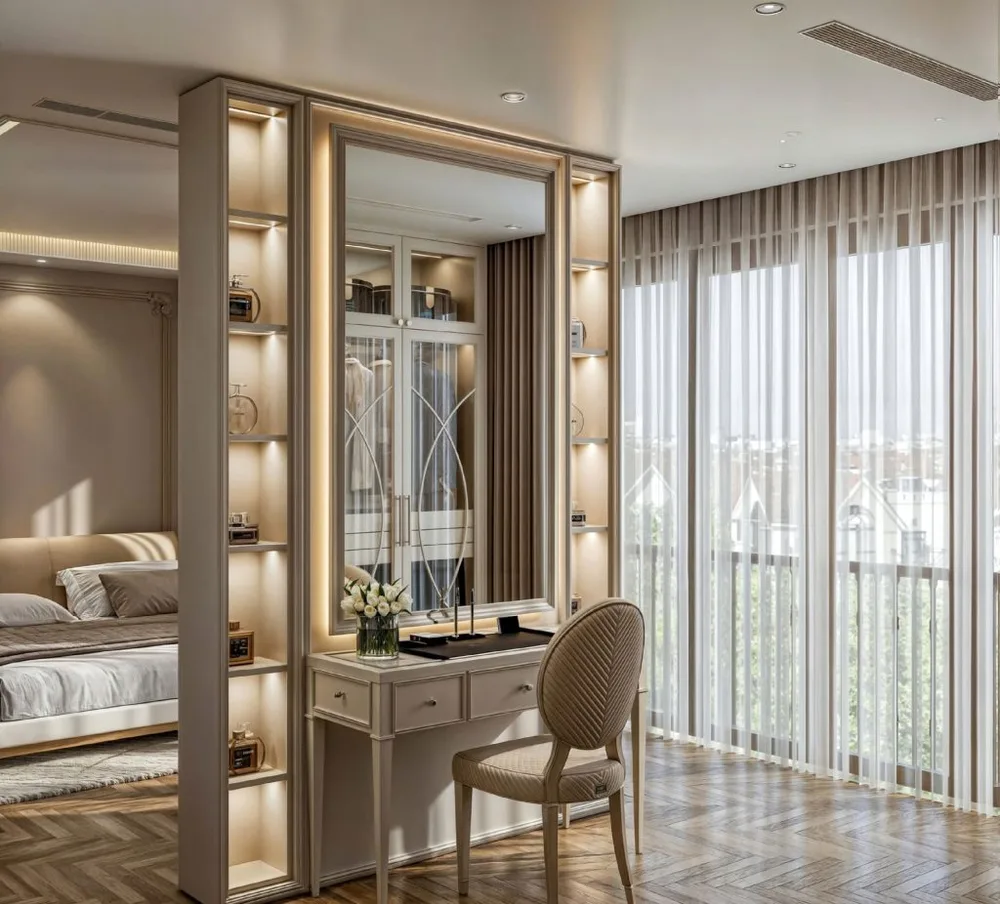 Kiến trúc biệt thự kết hợp đường nét thanh lịch với cảnh quan xanh rộng mở.