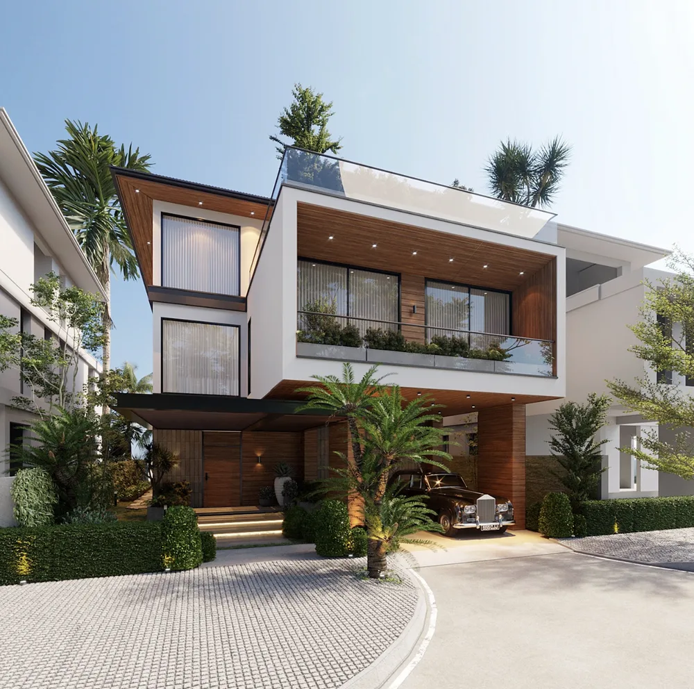 Mẫu biệt thự nhà phố 2 tầng mang phong cách hiện đại, chú trọng sự cân bằng giữa thẩm mỹ và công năng