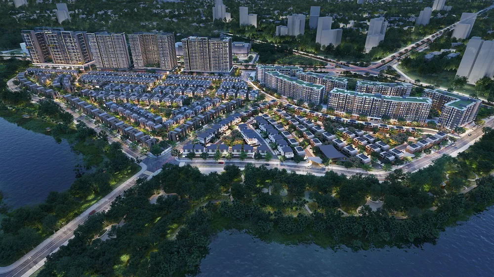 Orchard Mansion nổi bật với kiến trúc sang trọng giữa không gian xanh và cảnh quan rộng mở.