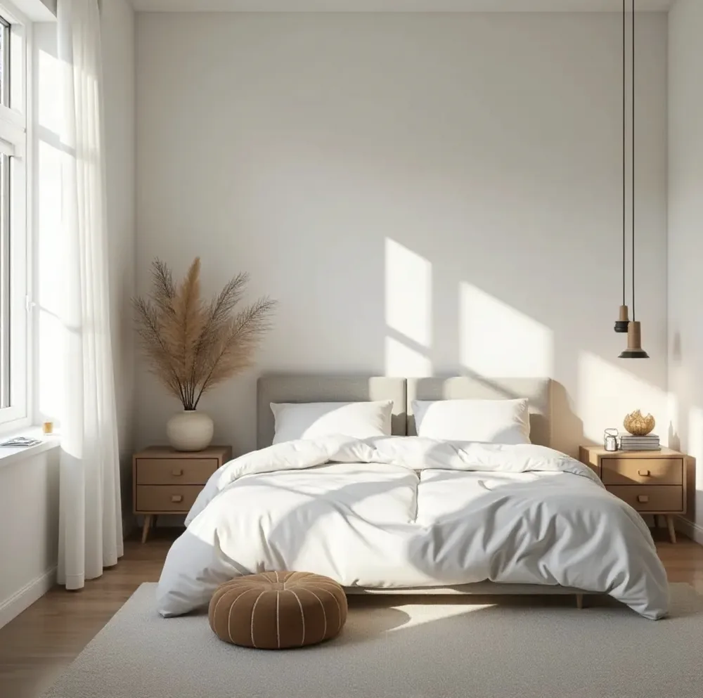 Phòng ngủ Scandinavian sử dụng gam màu nhẹ, vật liệu tự nhiên và ánh sáng dịu để tạo cảm giác thư giãn (Nguồn hình: Internet)
