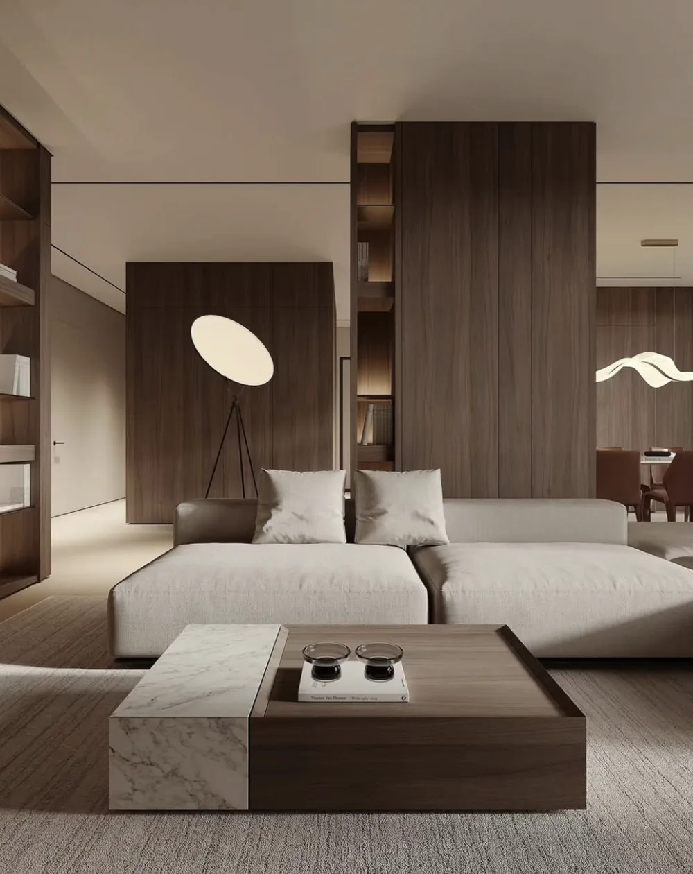 Thiết kế biệt thự phong cách Minimalism sử dụng bảng màu trung tính, tập trung vào tỷ lệ kiến trúc và công năng.