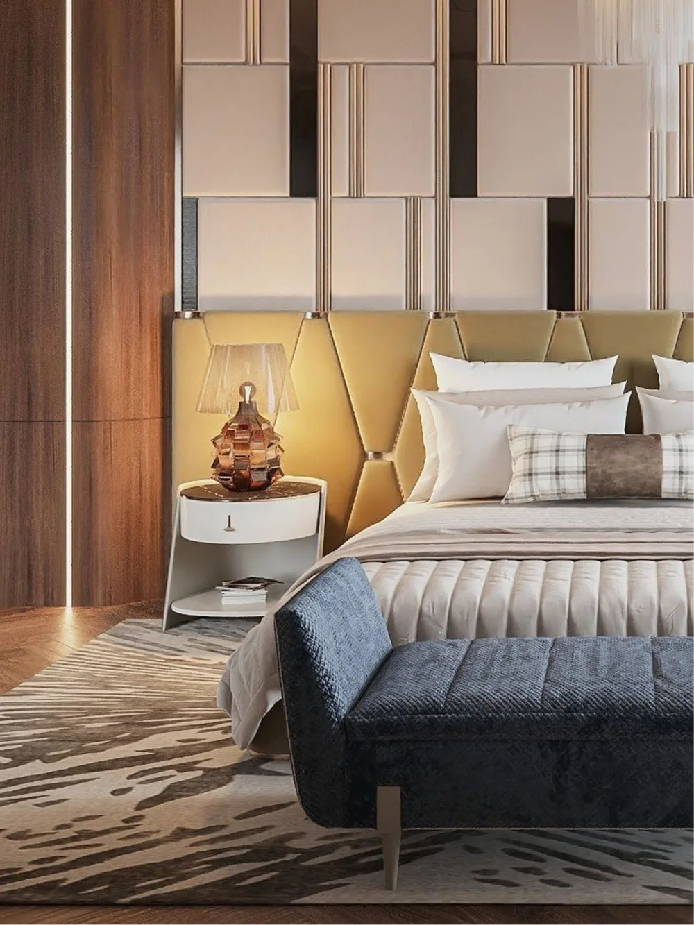 Đặc trưng của phòng ngủ biệt thự hiện đại chú trọng sự tinh gọn, thoáng đãng và tiện nghi